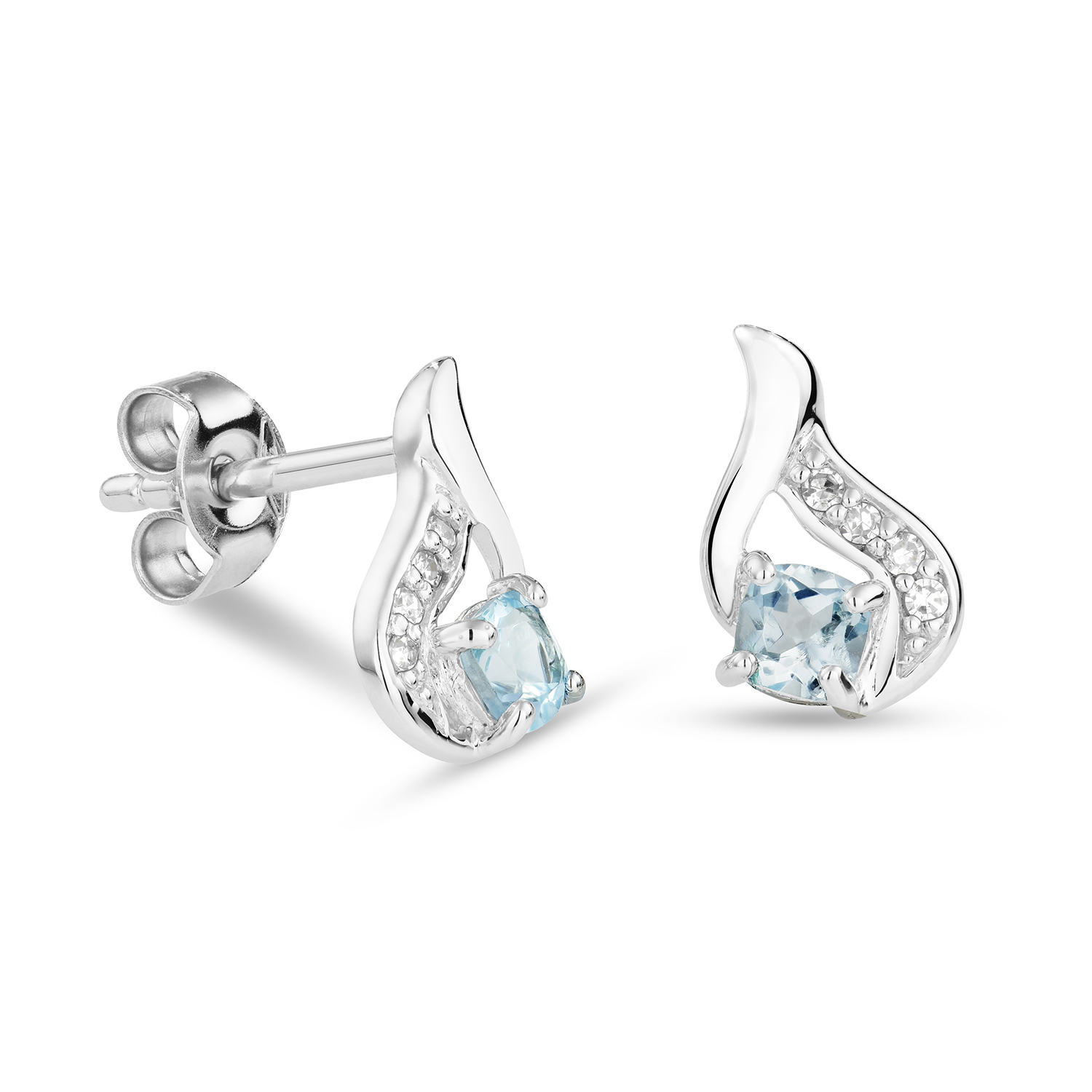 MIORE Orecchini oro bianco 9kt topazio blu