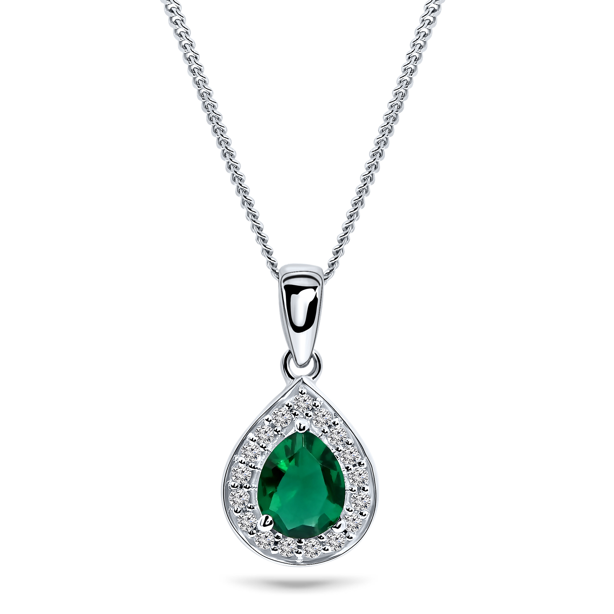 Miore Necklace collana oro bianco 375 smeraldo verde