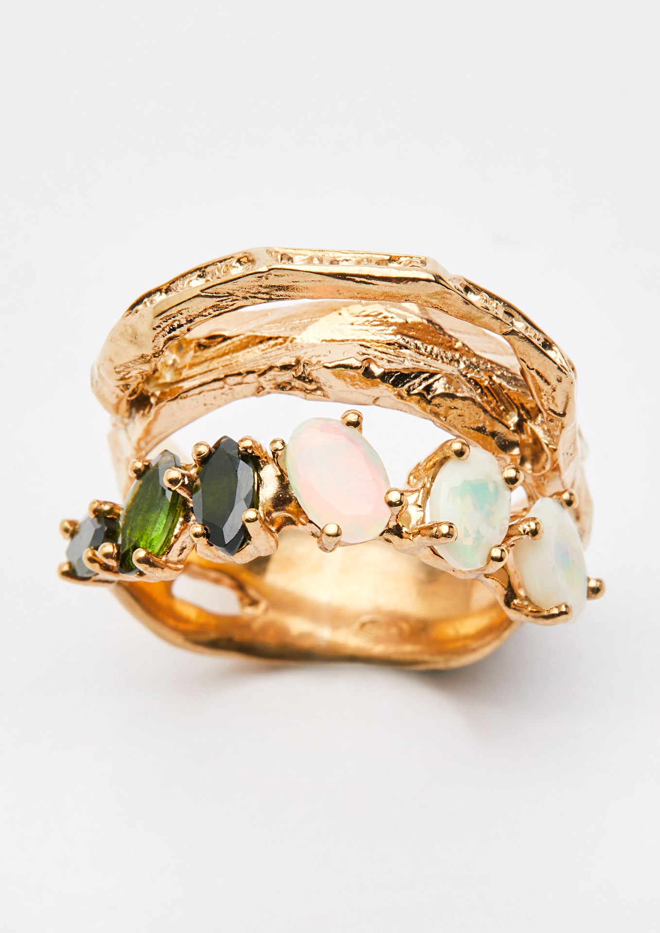 Voodoo Jewels Bold Shapes Ibo Anello Tormaline Opali