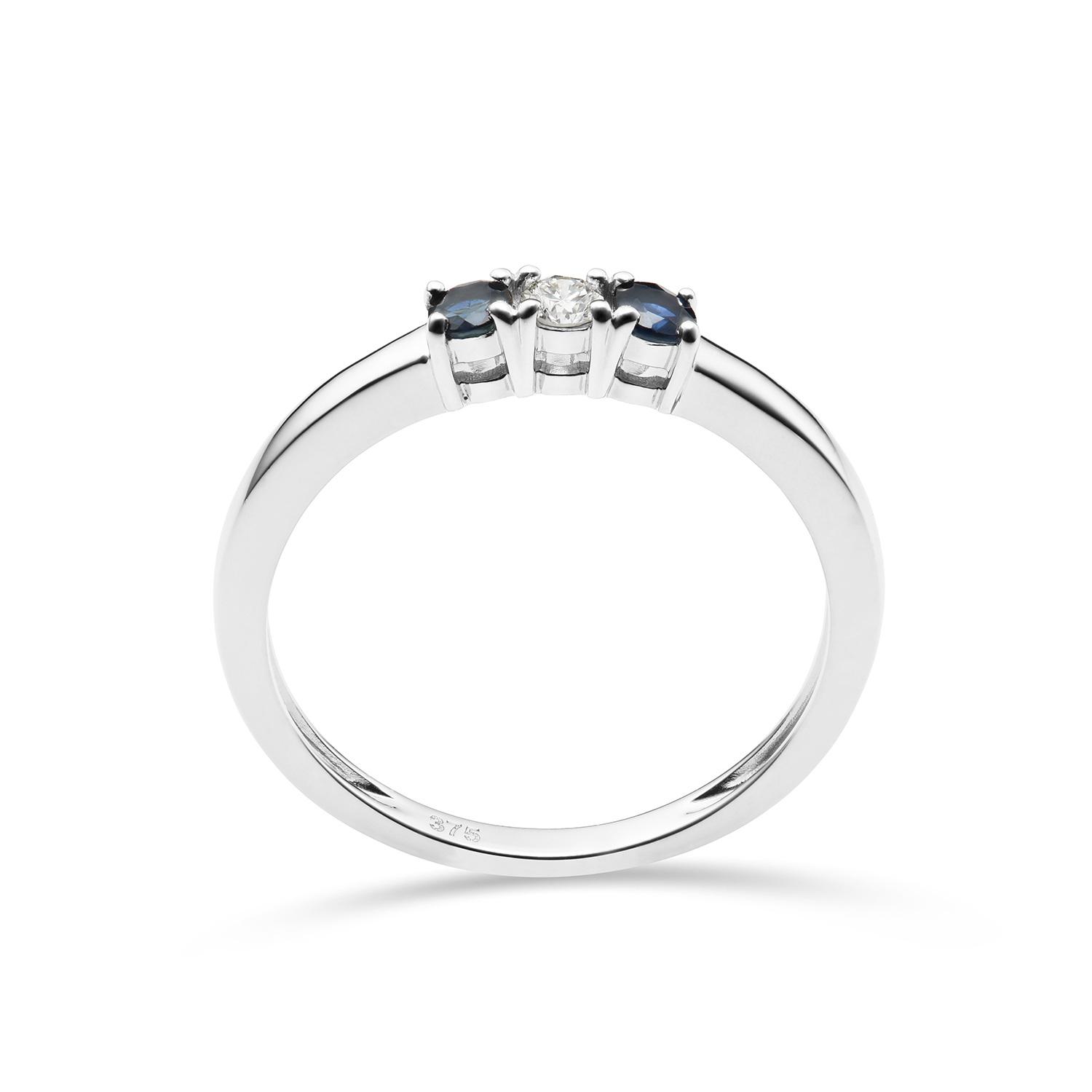 Miore Ring Anello Oro Bianco 9Kt Zaffiro Naturale