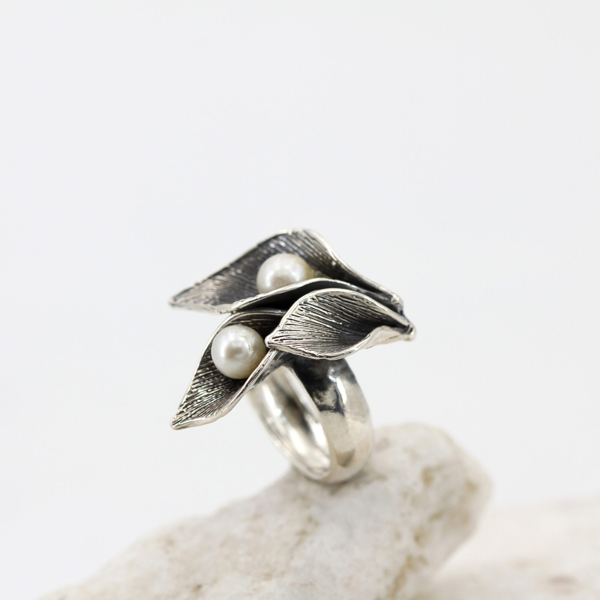 Anna Gioielli Anelli Anello Tre Calle Argento Perle Acqua Dolce