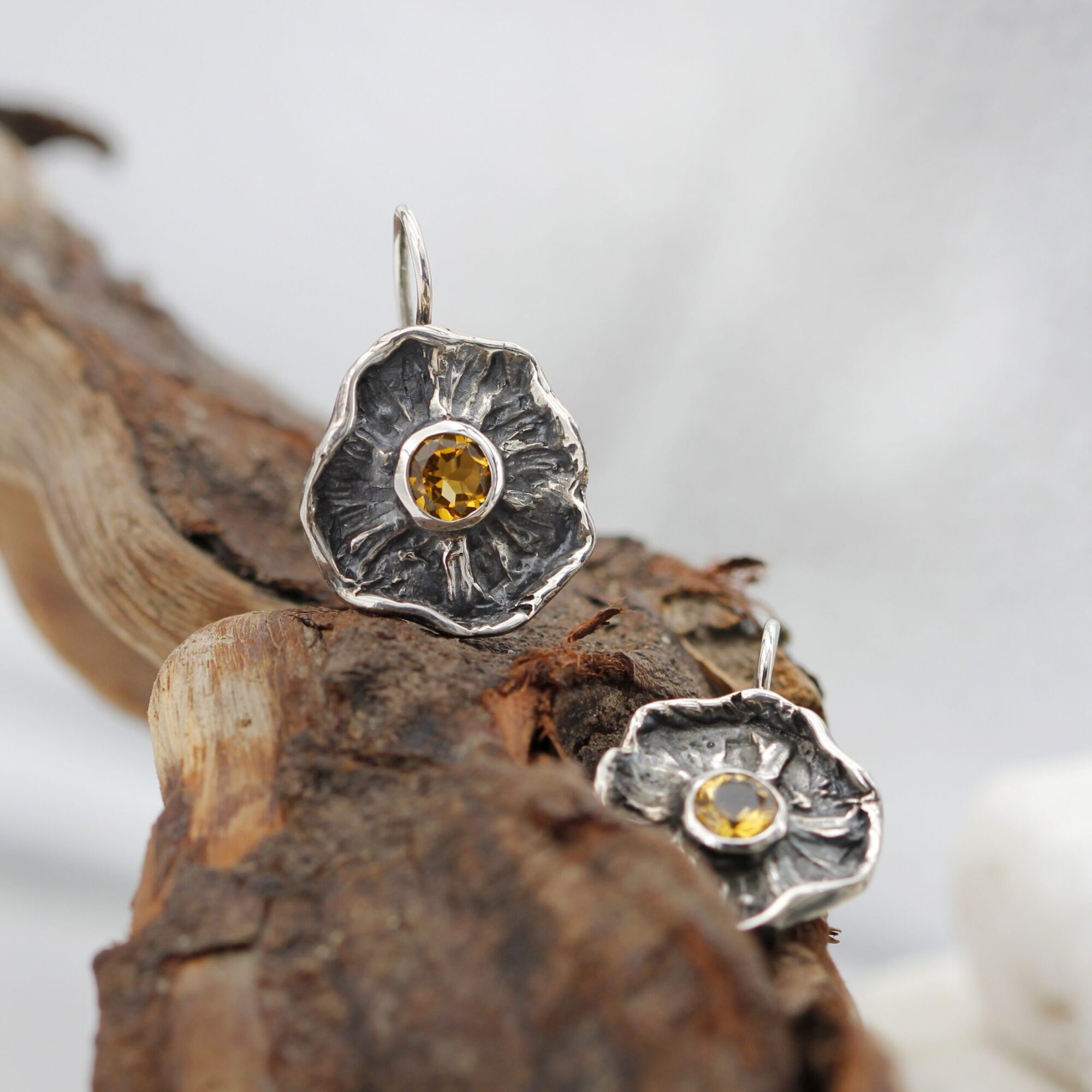 Anna Gioielli Winter Flower orecchini argento 925 quarzo citrino