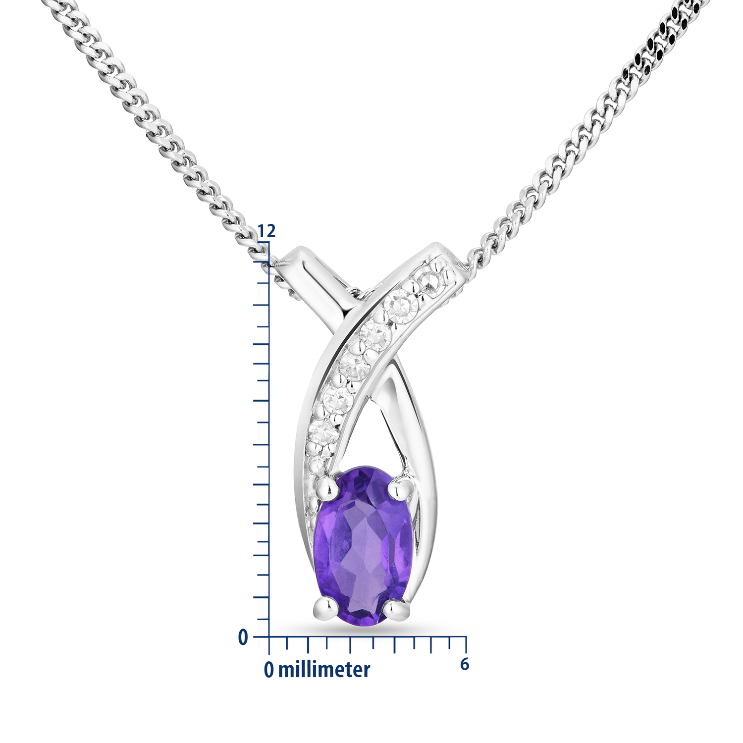Miore Collana Oro Bianco 9KT Ametista