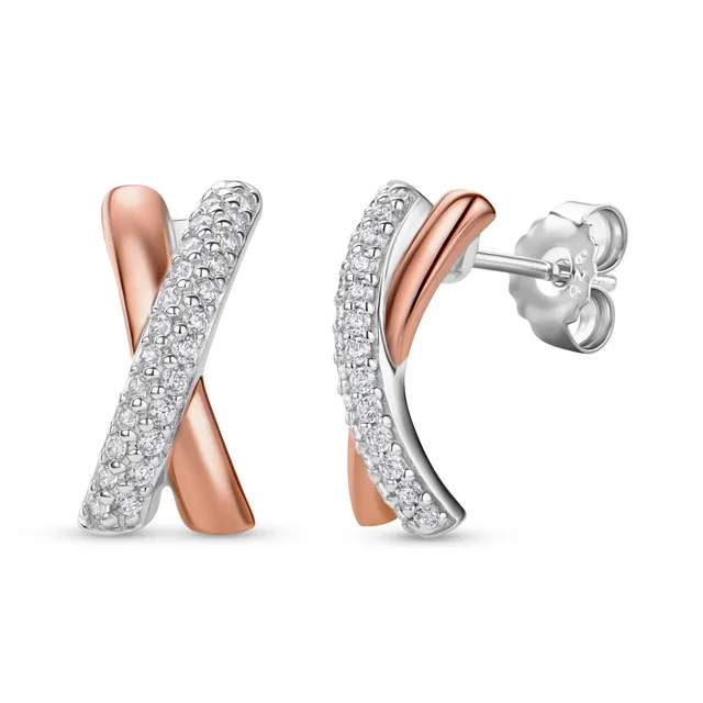 MIORE Orecchini argento 925 zirconia bianca