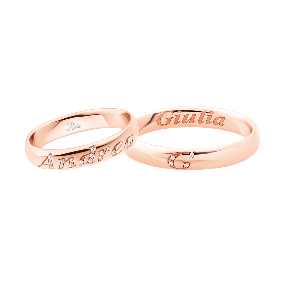 Polello Nomi Amore Lettere Amore 2 fedi oro